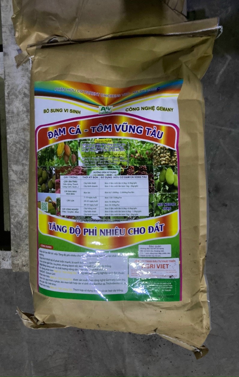 Phân hữu cơ vi sinh Đạm cá tôm vũng tàu - sử dụng cho rau màu; hoa kiểng, bông sai, mai vàng,...