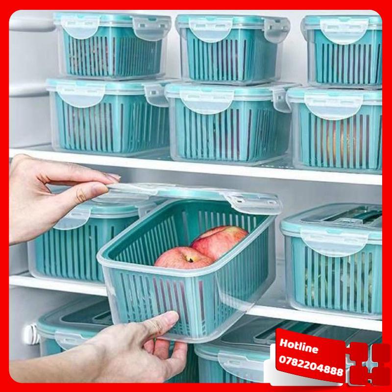 Sét 5 Hộp Đựng Đồ Tủ Lạnh Đa Năng 2 Lớp Cao Cấp Có Nắp Đạy Đựng Thực Phẩm  - Loại Tốt