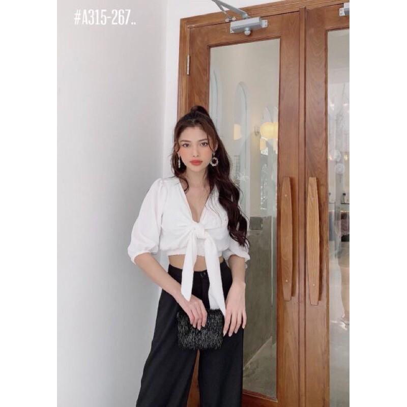 Áo croptop cột nơ có 4 màu siêu xinh
