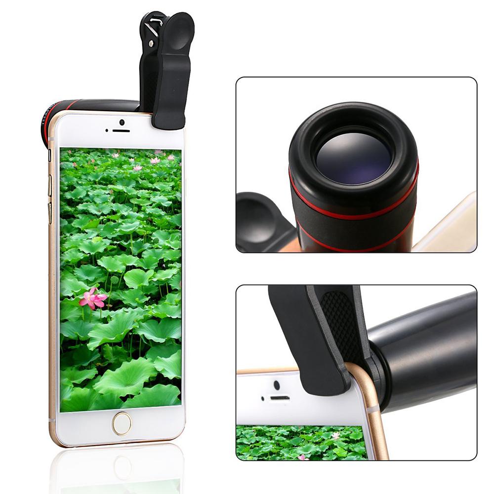 Bộ dụng cụ ống kính điện thoại di động đa năng 10PCS 12X Góc rộng + Mắt cá + Ống kính macro + Gậy chụp ảnh tự sướng + Chân máy cho iOS