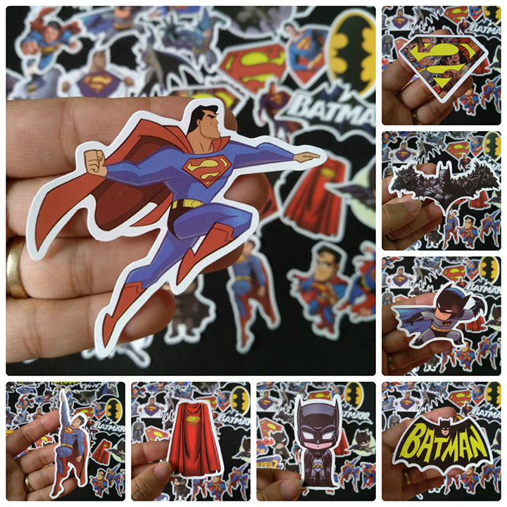 Bộ Sticker dán cao cấp chủ đề BATMAN - SUPERMAN - Dùng dán Xe, dán mũ bảo hiểm, dán Laptop