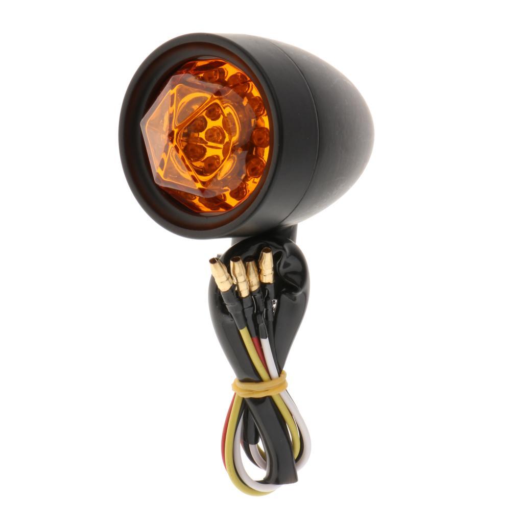 2x Motorcycle Scooter Amber Turn Signals Blinker Indicator Lights 12V Black