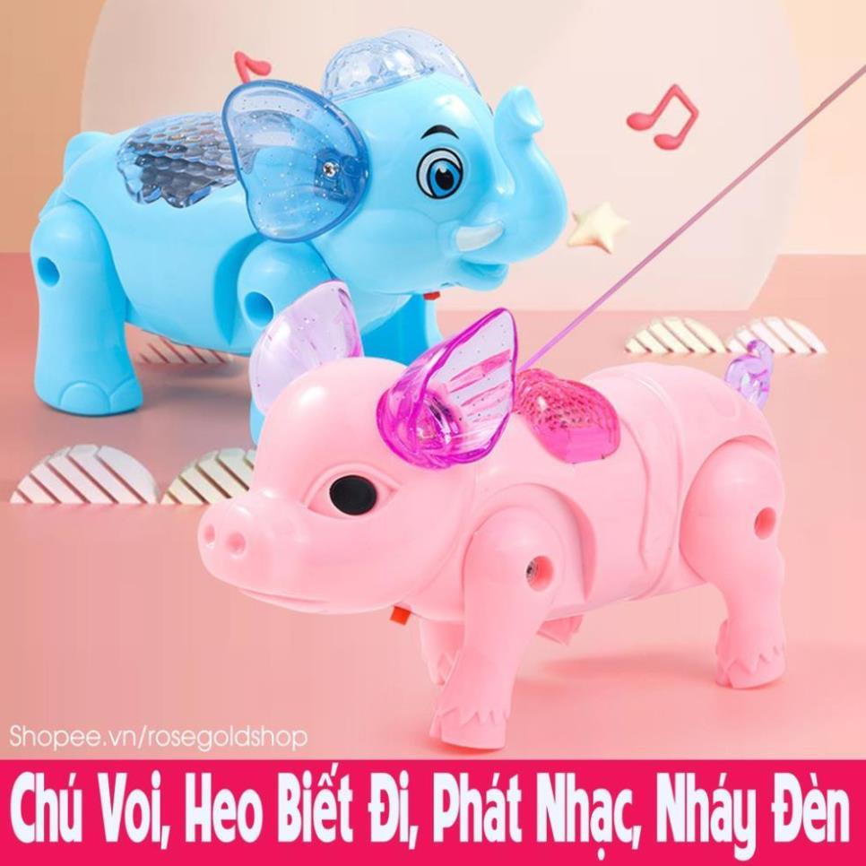 Đồ Chơi Chú Voi, Heo Biết Đi, Phát Nhạc, Nháy Đèn Cực Đáng Yêu