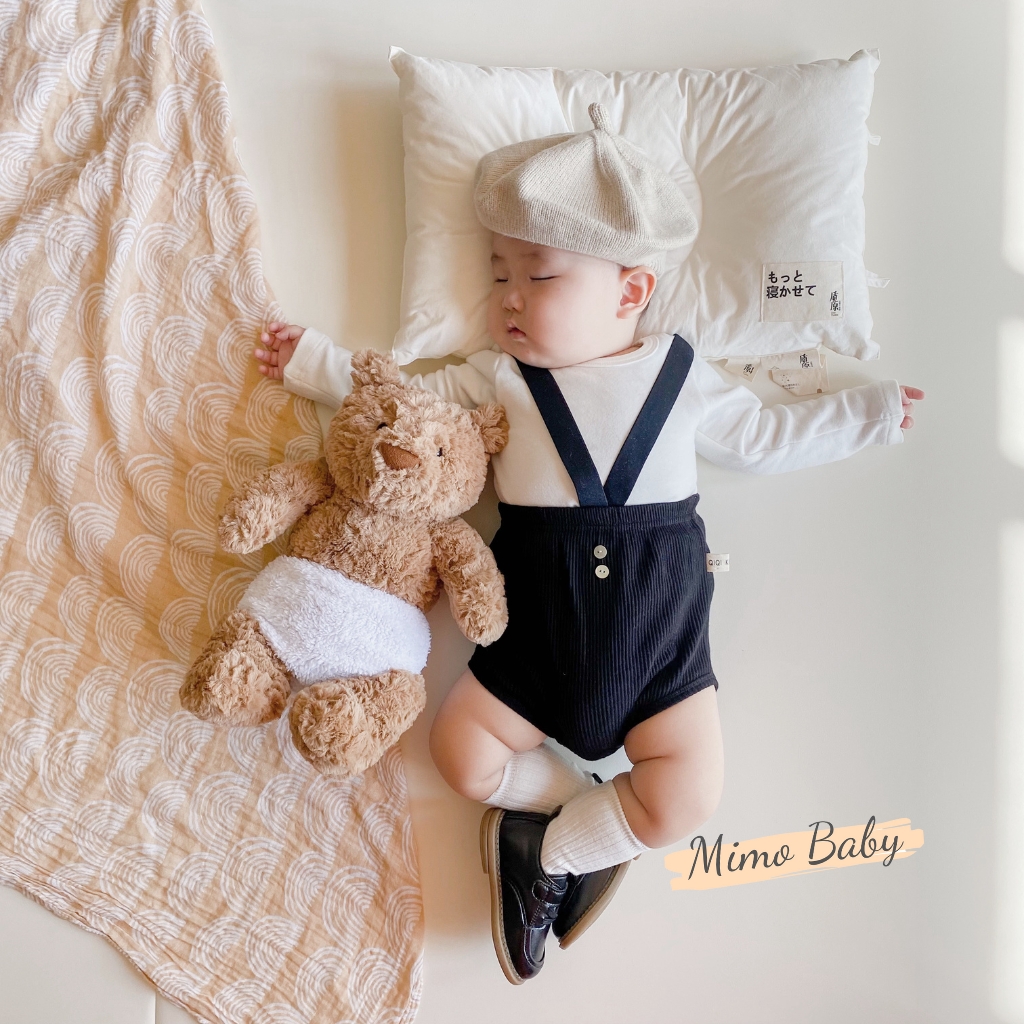 Quần sooc yếm, quần yếm đùi chất thun gân đáng yêu cho bé QA81 Mimo Baby