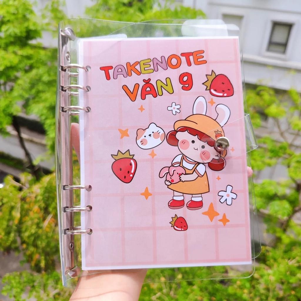 Sổ takenote Văn 9, sổ tay ghi chép văn 9, sổ lò xo bìa trong Beta, sổ còng đóng Binder làm sổ planner bullet journal