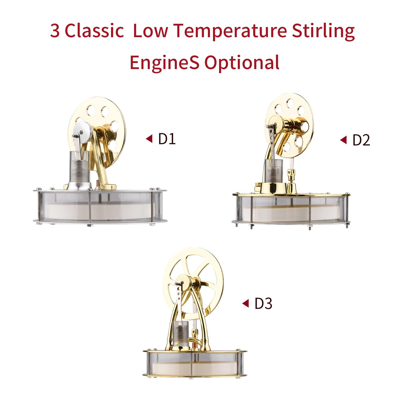 Low Temperature Stirling Engine Assembled Electricity Generator Heat Experiment Physical Model with Flywheel Design