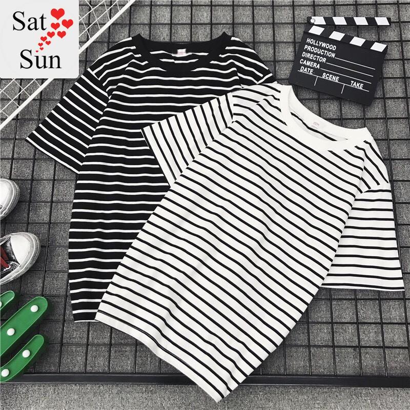 Áo thun nữ kẻ sọc form rộng kiểu dáng trẻ trung SatSun