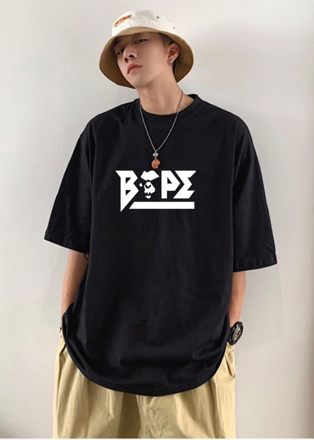 Combo Áo thun unisex tay lỡ nam nữ Gigo in phản quang và khuyên tai đeo môi, mắt, tai, mũi không cần xỏ màu đen TX345KT999