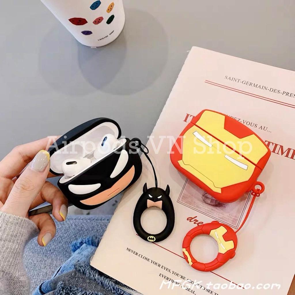 Bao Case Ốp dành cho Airpods Pro siêu anh hùng Batman &amp; Ironman silicon cao cấp