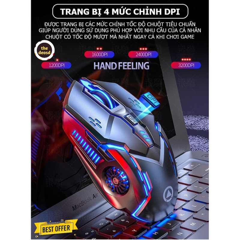 [ DPI Khủng 3200 - 7 Màu Đèn ] - Chuột Máy Tính Game Thủ LED Nhiều Màu THE DEOSD DE07 - Tặng 1 Thẻ Quà Tặng THE DEOSD