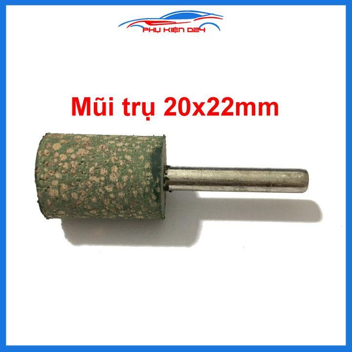 Mũi mài cao su xanh hình trụ trục lắp 6mm đánh bóng gỗ nhựa thạch cao