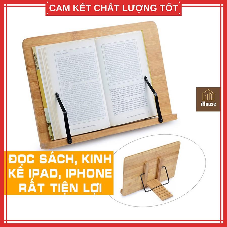 Kệ đọc sách gỗ để bàn thông minh, giá đỡ dành cho điện thoại và sách đọc kinh bằng gỗ đa năng tiện lợi chống mỏi lưng mỏi mắt