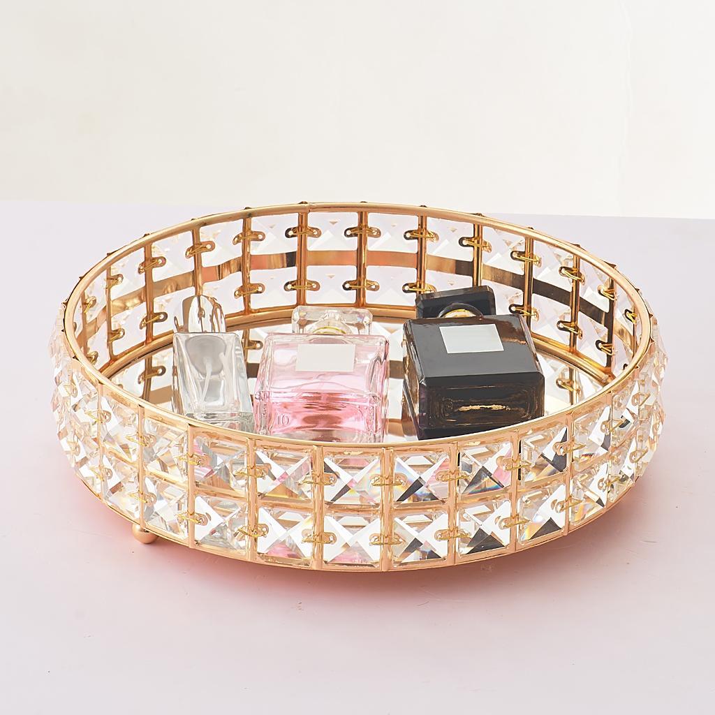 Cosmetic Organizer Tray, Decorative Plate, Crystal Beads, Make-up Tray