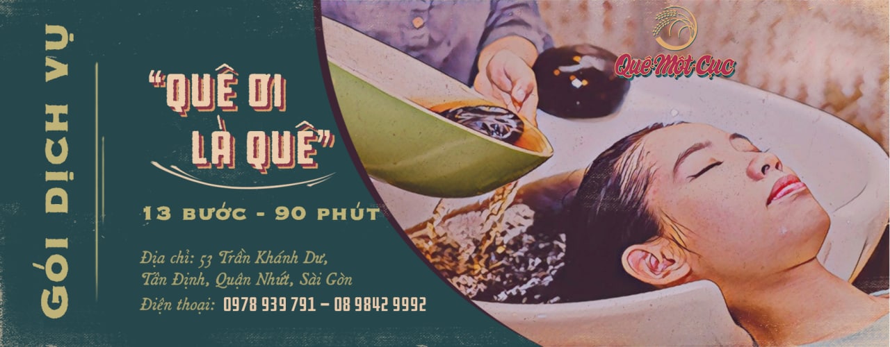 Voucher Liệu trình 90 phút - Gói “Quê ơi là quê” - Gội đầu bồ kết, chăm sóc da mặt, ngâm chân thảo dược, thưởng thức trà & bánh tuổi thơ tại Spa Quê Một Cục