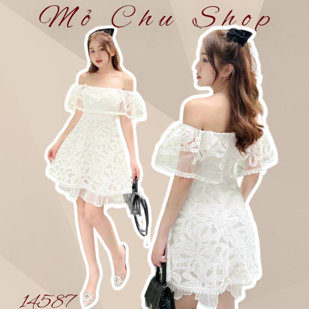 ĐẦM XOÈ TRẮNG REN TRỄ VAI
