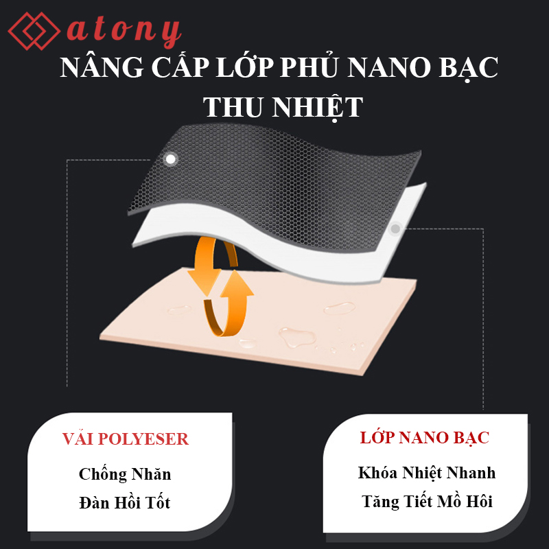 Bộ Thể Thao Ép Cân ATONY Cho Nam, Tráng Nano Bạc Nhật Bản, Tăng Sinh Nhiệt, Đổ Mồ Hôi, Đốt Mỡ Bụng (Áo Ngắn Tay + Quần Dài