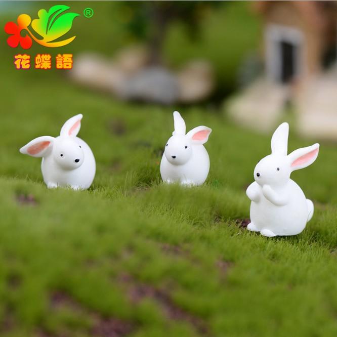 KHO-HN * Combo 05 mô hình thỏ mập trắng mũm mĩm dễ thương trang trí tiểu cảnh, bonsai, DIY