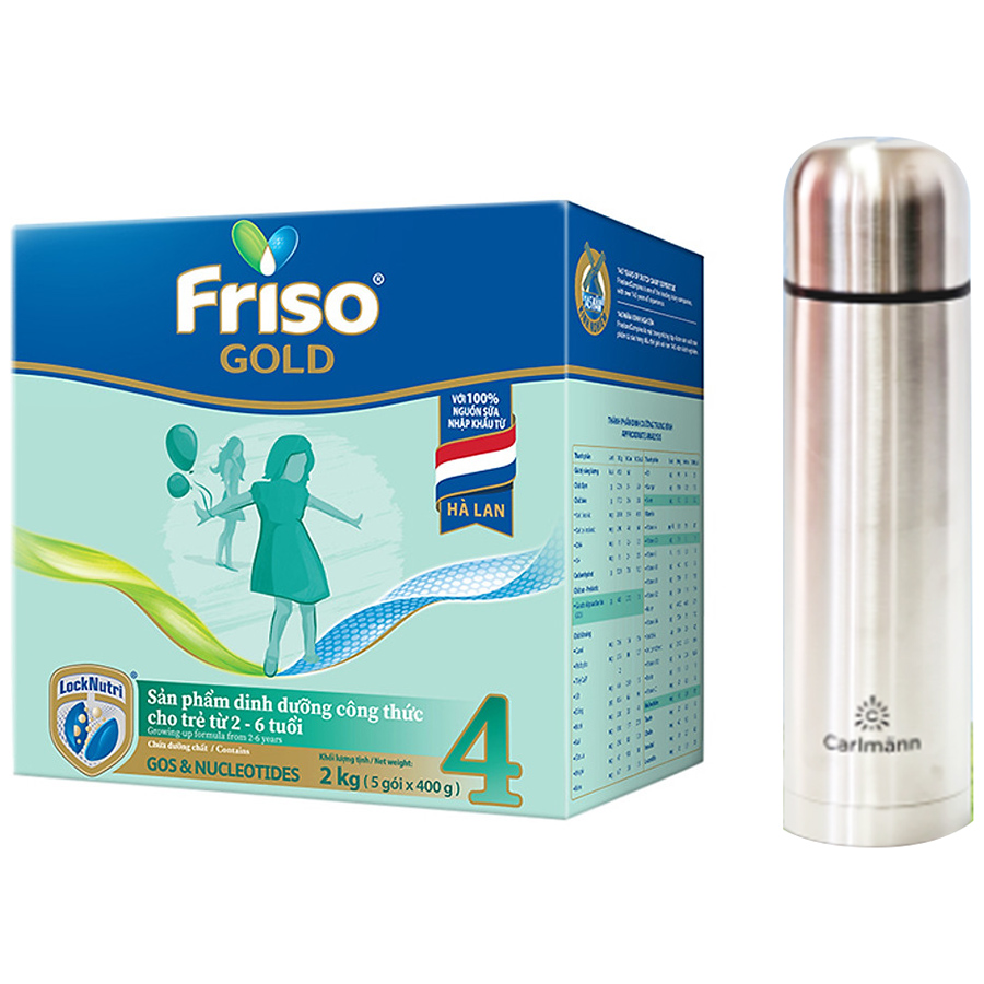 Hộp giấy 2 Kg Friso Gold 4 (2-6 tuổi) - Tặng 1 bình giữ nhiệt Friso nông trại