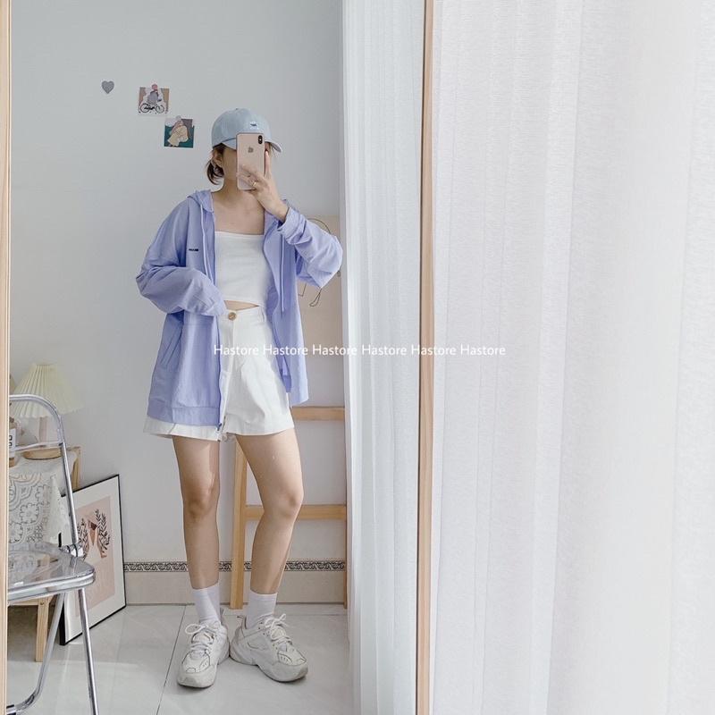 Áo khoác thun giấy mỏng thêu chữ Beans