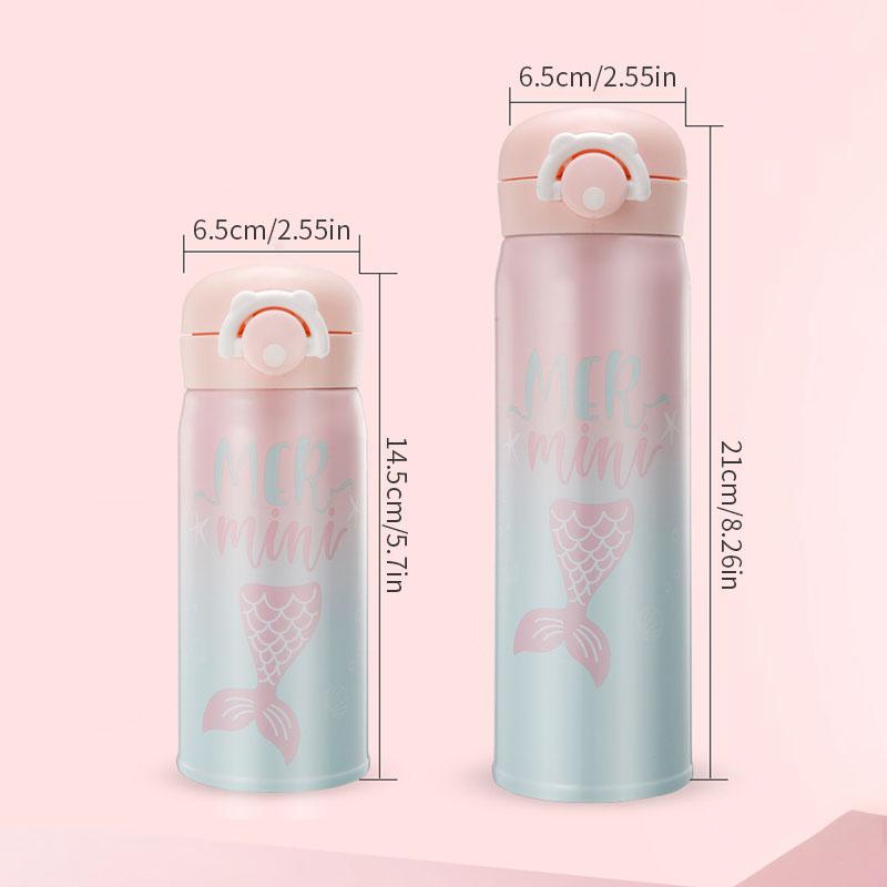 Trẻ Em Bình Nước Inox Hoạt Hình Nàng Tiên Cá Nhiệt Nóng Bình Nước Cho Đi Học Cách Nhiệt Chân Không