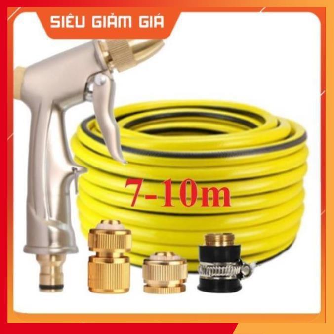 Bộ dây vòi xịt nước rửa xe, tưới cây . tăng áp 3 lần, loại 7m, 10m 206701-1 đầu đồng, cút đồng