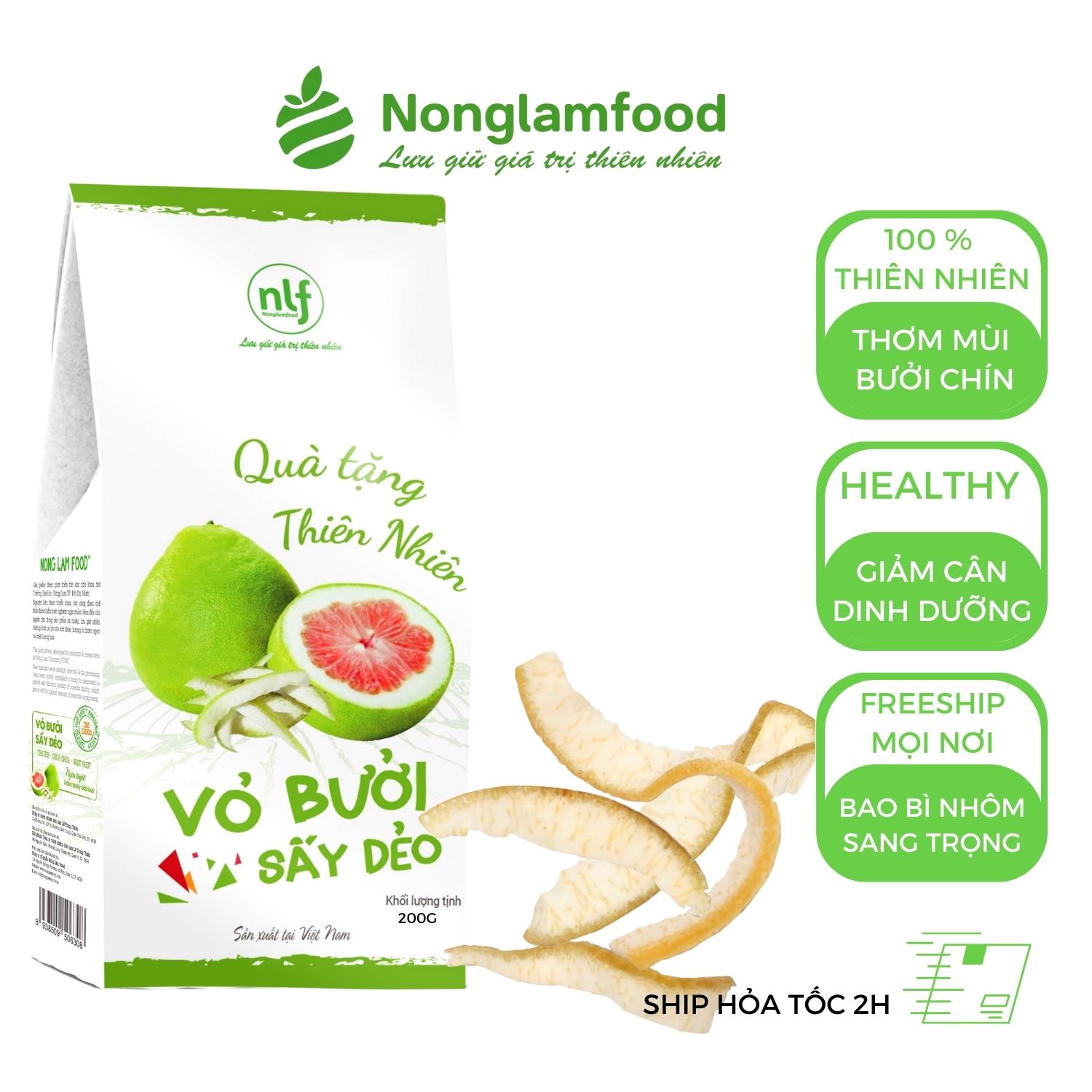 Vỏ bưởi sấy dẻo 200g Nông Lâm Food trái cây sấy lạnh,snack healthy hiệu quả cho người ăn kiêng,giảm cân