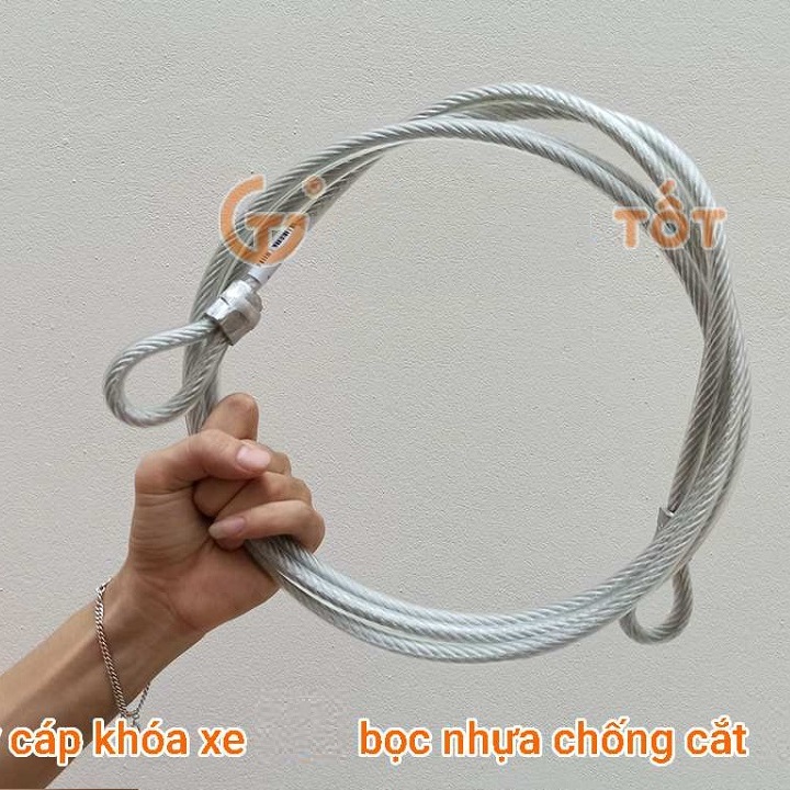 Dây Cáp Khóa Xe Máy Lõi Φ8 Ly Chống Cắt Bọc Nhựa Cực chắc chắn