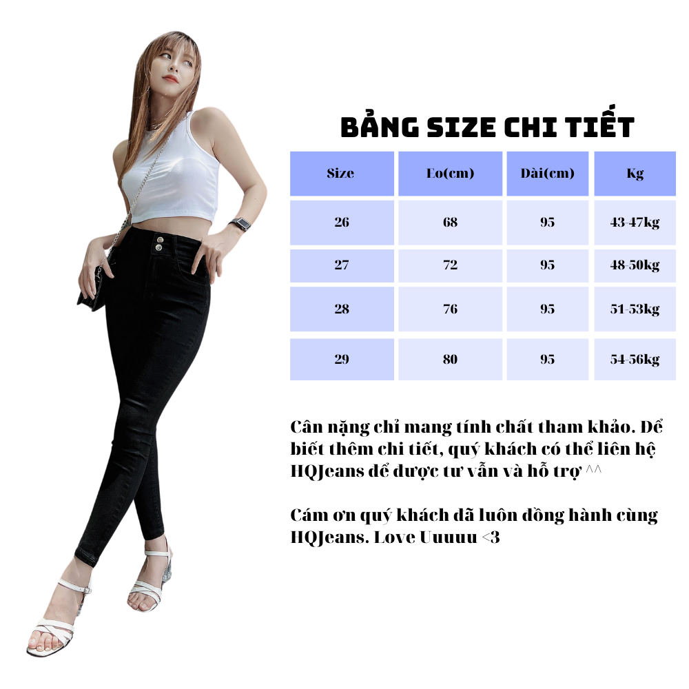 Quần jeans đen Black Skinny ôm body siêu hack dáng chất bố 2 da co giãn tốt HQJeans HQ73