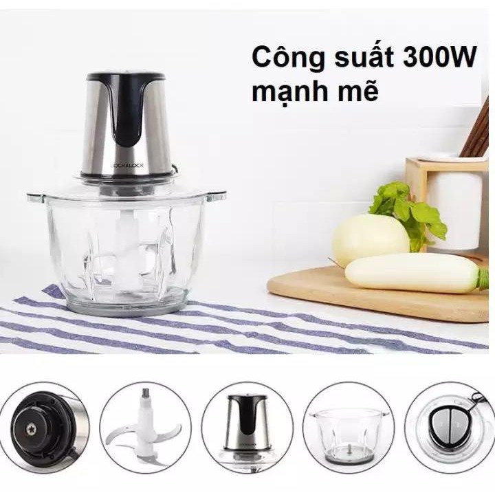 Máy xay thịt lock lock EJM cối thủy tinh 2L hàng chính hãng