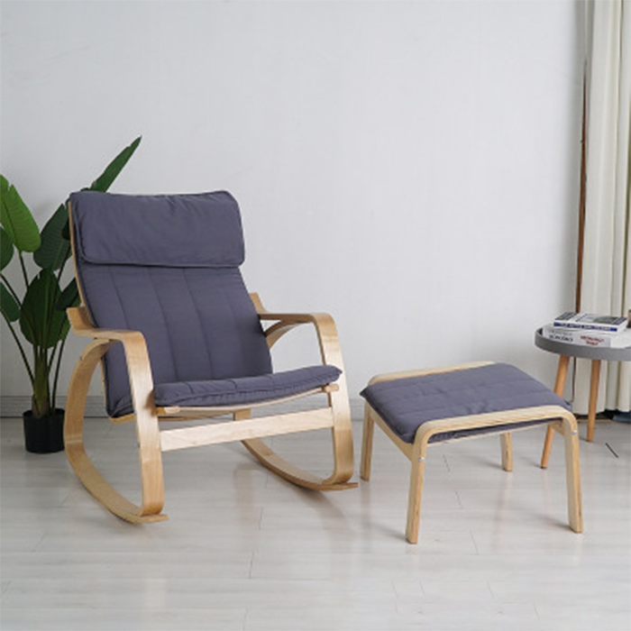 Ghế Sofa thư giãn hiện đại kèm đôn để chân đa năng - Ghế Thư giãn Bọc Vải Gỗ Cao Cấp Sang trọng GHR010 Giao màu ngẫu nhiên