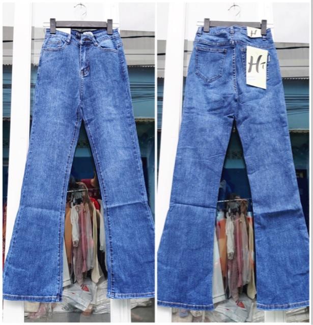 QUẦN ỐNG BASS LOE DÁNG DÀI CHẤT JEANS SIÊU ĐẸP- ảnh thật shop chụp