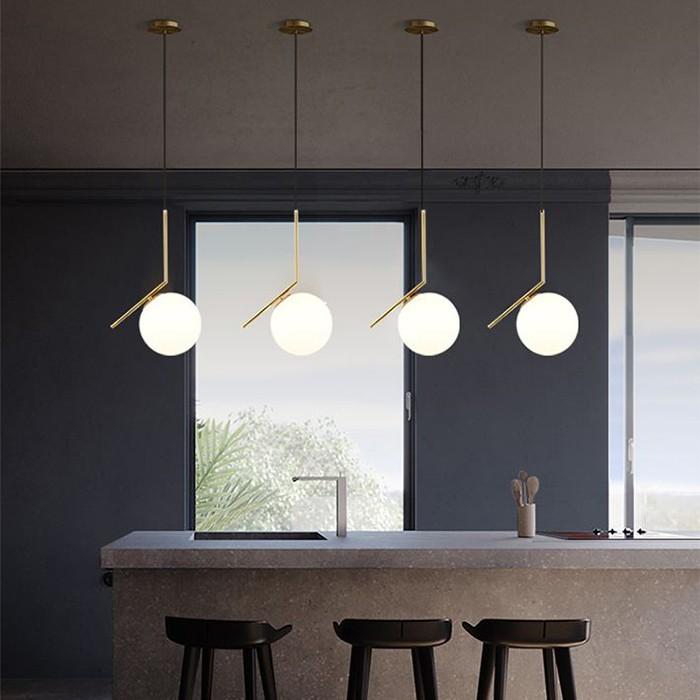 Đèn thả bàn ăn, đèn trang trí cao cấp hiện đại hình cầu trang nhã mạ vàng đẹp mắt MOON SKY - đã bao gồm bóng LED