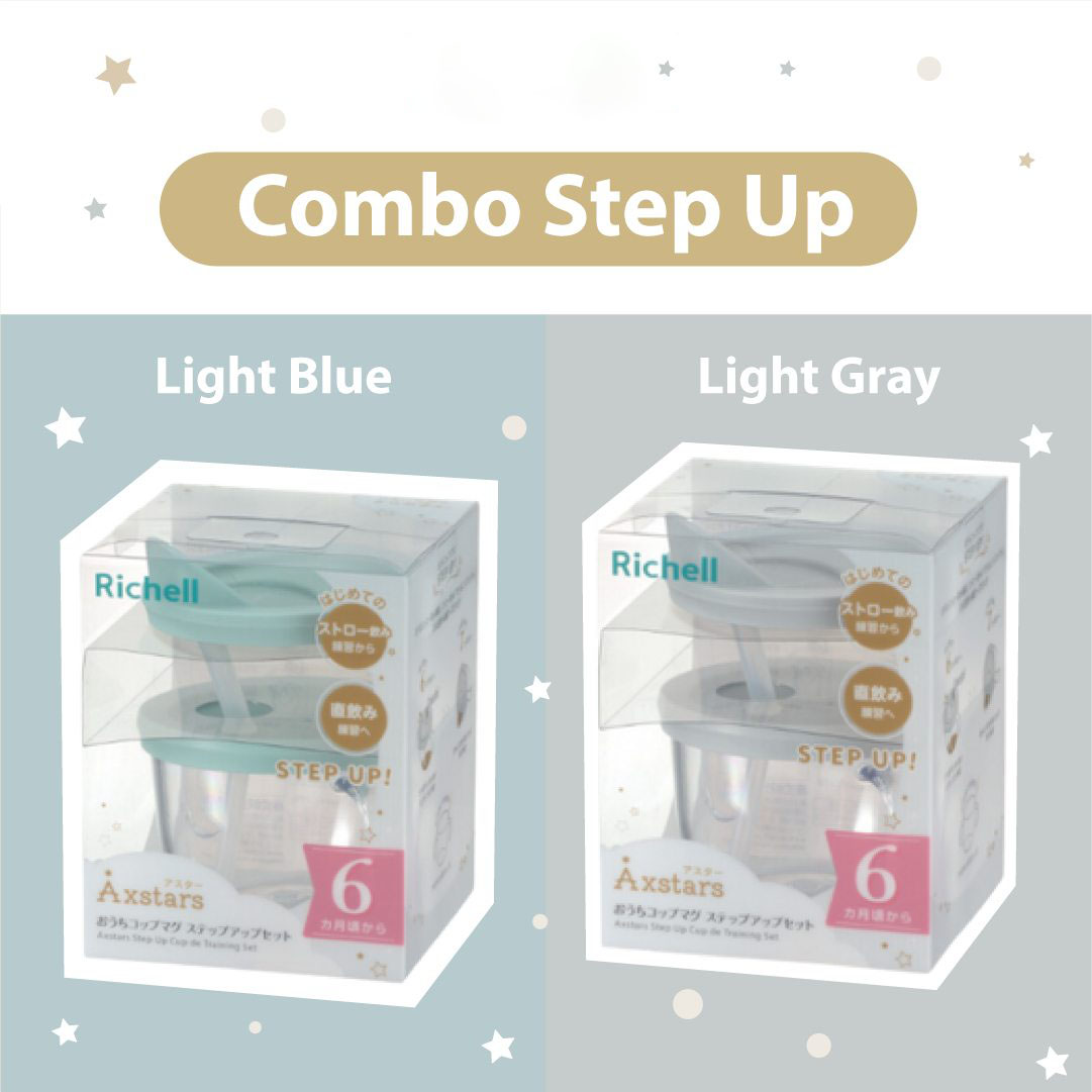 Cốc tập uống 3 giai đoạn Axstars Richell chống sặc cho bé từ 6 tháng 150ml