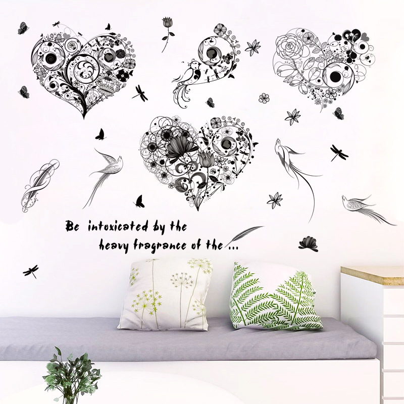 Decal dán tường Heart Art Black XL7238