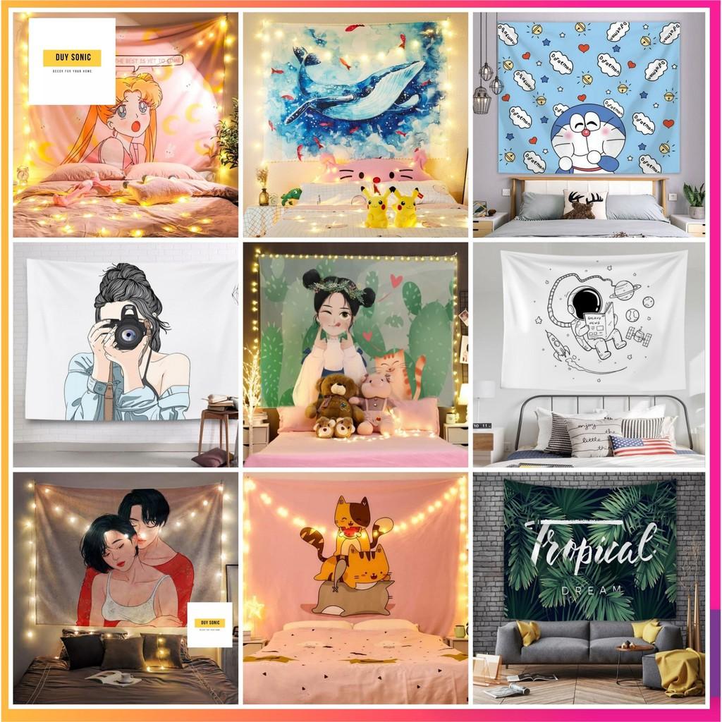 Tranh vải treo tường Decor phòng ngủ phong cách vintage, tấm thảm treo tường dễ thương
