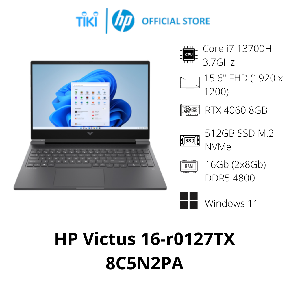 Laptop Gaming HP Victus 16-r0127TX 8C5N2PA (i7-13700H | 16GB | 512GB | GeForce RTX™ 4060 8GB | 16.1' FHD 144Hz | Win 11) - Hàng Chính Hãng