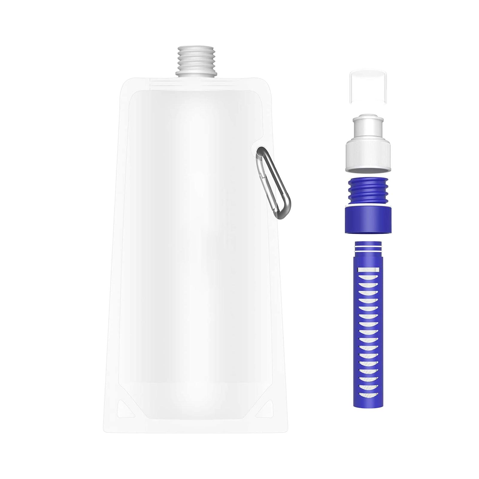 Collapsible Water Filter Canteens for Hiking, Water Bag/Bottle with Filter, Squeeze Water through a Filter, BPA Free Leakproof, Emergency Preparedness