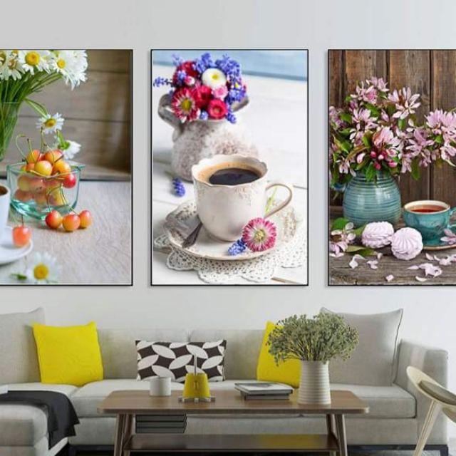 Tranh Canvas _ Tranh treo tường _ Tranh tĩnh vật bộ 3 tấm