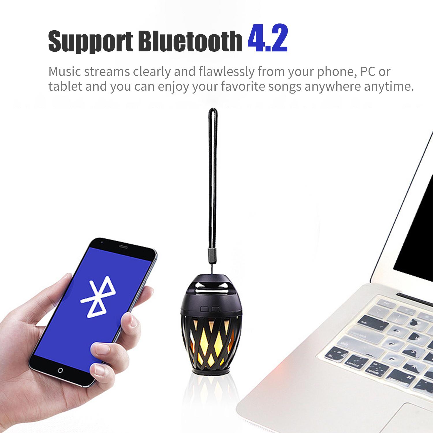 Loa bluetooth di động có dây treo rảnh tay, chất âm trầm, đèn LED ngọn lửa