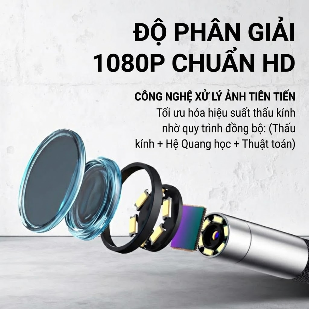 Camera Nội Soi Công Nghiệp Màn Hình HD 4.3 inch, Xoay 360 Độ, Ống kính Đơn 8mm P330 Dài 1m - Hàng Nhập Khẩu