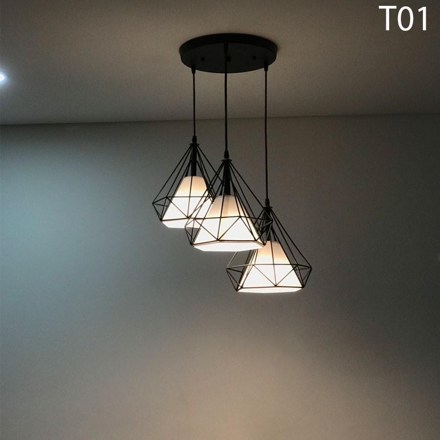 Đèn thả kim cương đen khung sắt sơn tĩnh điện phi 250-T01