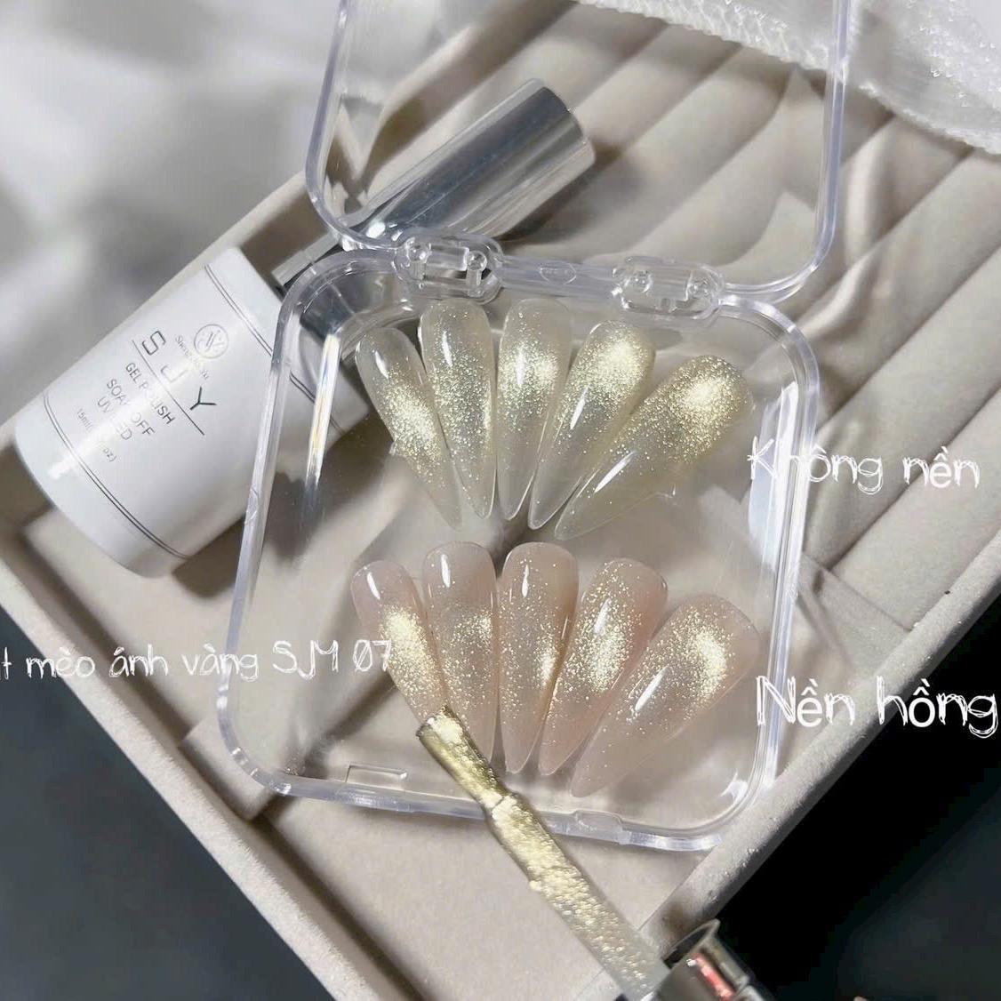 Sơn Mắt Mèo Kim Cương Cực Quang Ánh Vàng SJY007 Làm Nail, Sơn Gel Ánh Sao Vàng Trong Suốt Sheng Jia Yu Mẫu Mới tráng gương Sáng Lấp Lánh