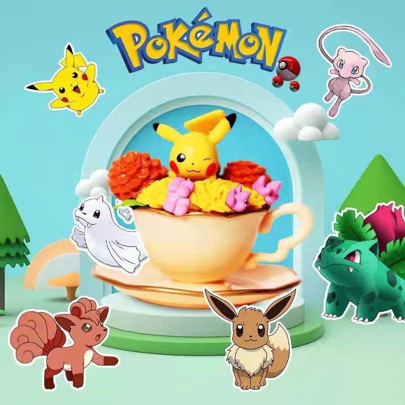 Mô hình hoa tách trà dễ thương Pokemon Pikachu đồ trang trí