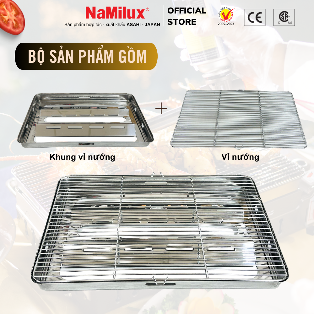 Bộ Khung Có Kèm Vỉ Nướng Inox Dùng Cho Các Loại Bếp Nướng NaMilux GM2120PS/GM2520PS/GM2220PS/GM3053PF - Hàng Chính Hãng