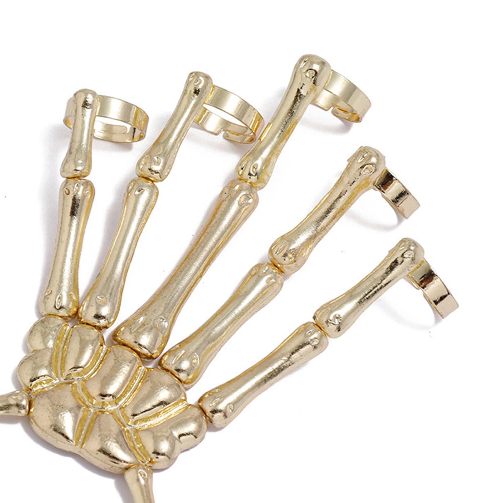 Skeleton Hand Bracelet with Rings Elasticity Wristband for Party