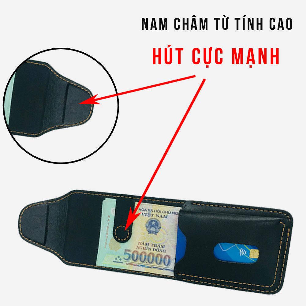 Ví Sen Cách Điệu Da Bò Thật, Bóp Mini Unisex Thời Trang, Nhỏ Gọn VS19-01