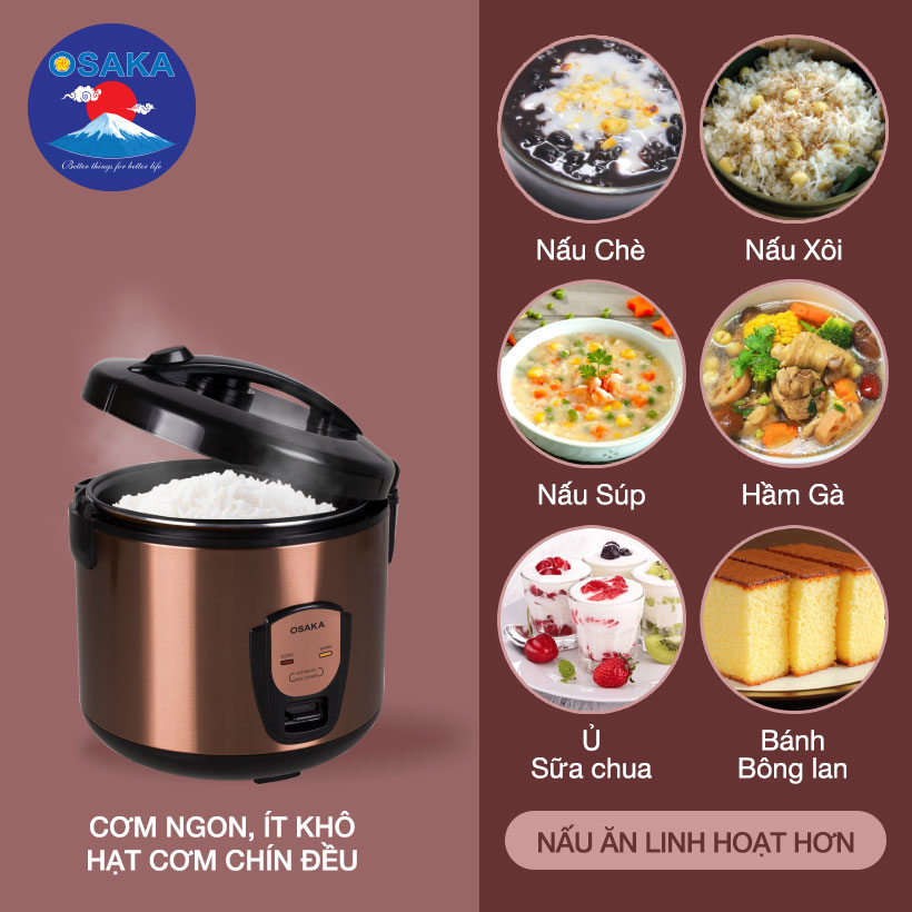 Nồi cơm điện 3D cao cấp RC-318P dung tích 1.8 lít, ủ cơm ngon hạn chế cơm khô - Hàng chính hãng