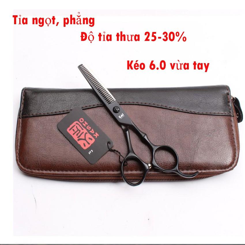 Bộ Kéo Cắt Tóc Nhật Bản 6INC Kasho VQA9 ( Mua một bộ kéo được tặng bao da+lọ dầu+khóa kéo+2lược