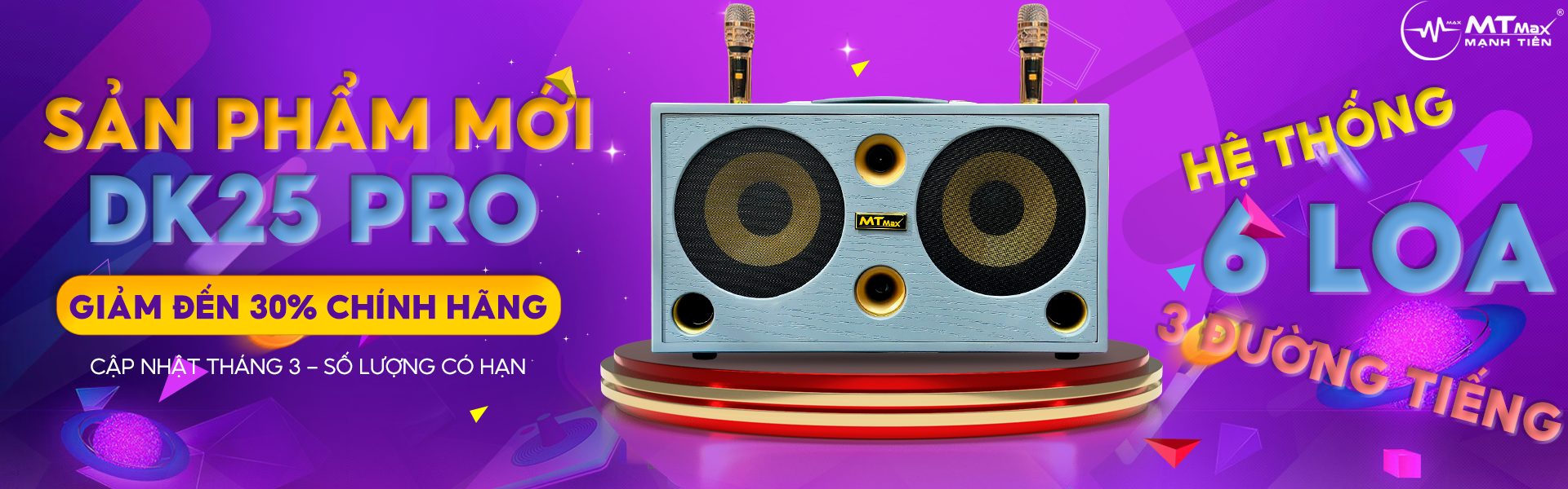 [ Tặng Kèm 2 Micro Không Dây ] Siêu Phẩm Loa Xách Tay MTMAX DK25 Pro Chính Hãng - Hệ Thống 6 Loa 3 Đường Tiếng Bass, Trung, Treble, Công Suất Khủng 400W, Âm Thanh Đa Hướng,  Bảo Hành 12 Tháng, Hàng Chính Hãng