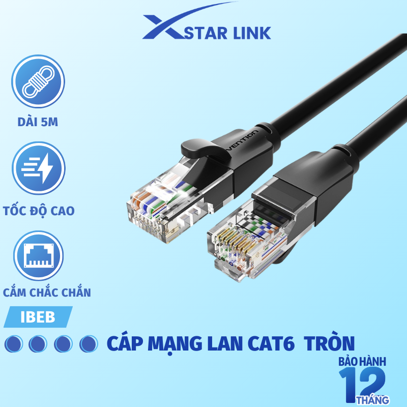 Cáp mạng Cat6 UTP đúc sẵn 2 đầu dài 1m đến 30m Vention - Hàng chính hãng